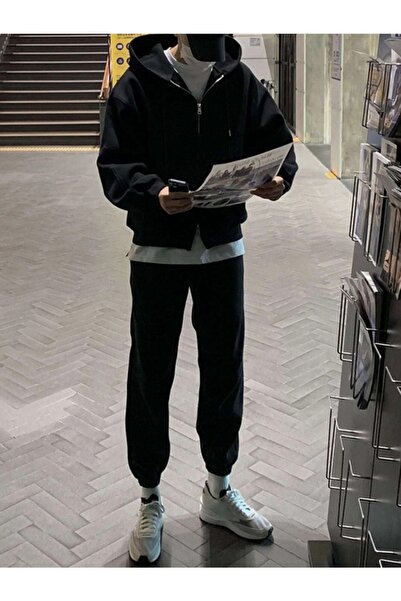 VBSVİBES Μαύρο απλό Unprinted Sweatpants Jogger