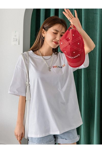 VBSVİBES Γυναικείο μπλουζάκι White Oversize Dreamers Printed