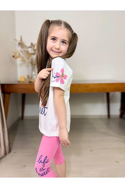 Canlook Life Flower Printed Capri Girl's Suit