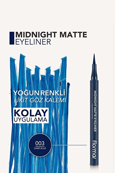 Flormar Mat Likit Kalem Eyeliner (LACİVERT) - Midnight Matte Eyeliner - 003 Dark Blue - 8690604641666