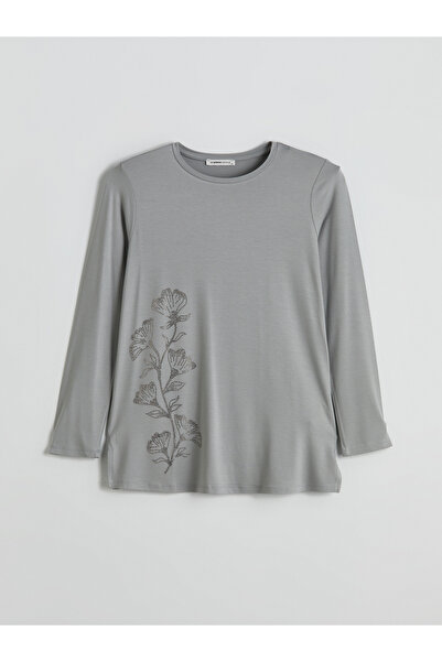 LC Waikiki Blumenbluse für Damen mit Rundhalsausschnitt