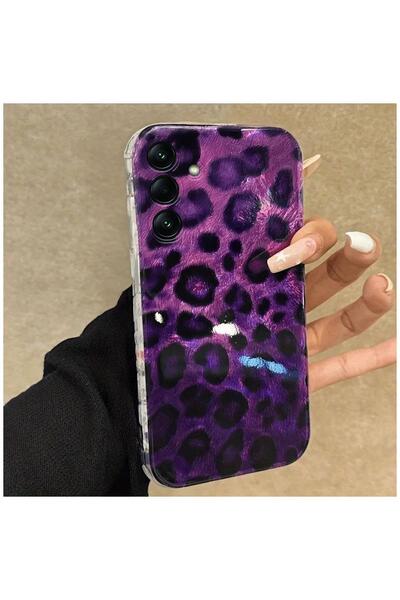 Zebana Samsung Galaxy A17 Compatible Case Luxe Leopard Silicone Case Purple