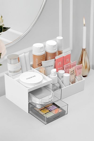 Kitchen Life 3 straturi 2 sertare Birou, Organizator de machiaj pentru bijuterii / Cutie de organizare pentru birou pentru cosmetice