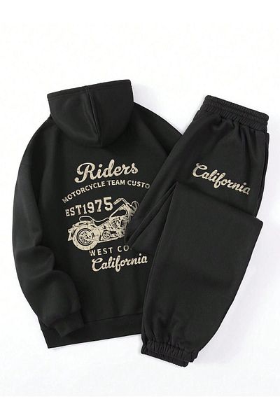 VBSVİBES BLACK COMFY MOLD PRINTED HOODED SWEATSHIRT