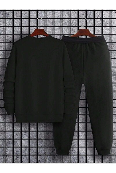 VBSVİBES Спортивний костюм Freedom Світшот Jogger - Чорний з принтом Oversize Шардоне з велосипедним коміром