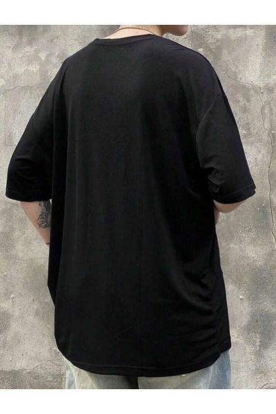 VBSVİBES BLACK OVERSIZE MOLD MOUNT CARLO PRINTED TSHIRT