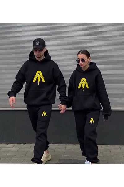 VBSVİBES SET DE PANTALONI DE ANTAL CU GLUGĂ, MĂRIMEA NEGRĂ, SERIA ANTAL COLOR