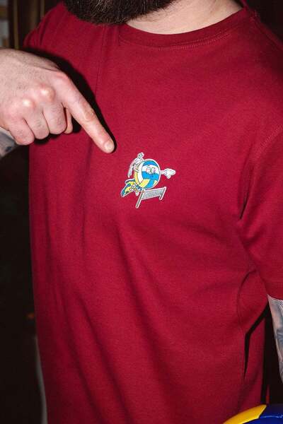 Socrates Volleyball Generation Logo Premium T-Shirt - Claret Red