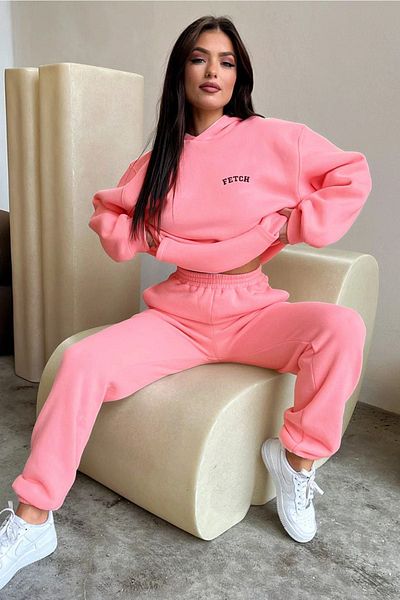 CLAYES Σετ αθλητικής φόρμας Pink Fetch - Printed Oversize Hooded Raised