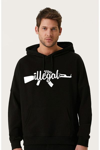 VBSVİBES Hanorac oversize unisex cu glugă, imprimat ilegal
