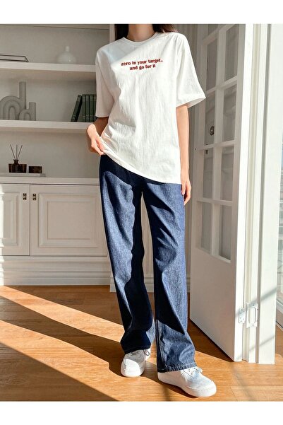 VBSVİBES تي شيرت محبوك مطبوع باللون الأبيض مقاس Zero In Your Target للجنسين