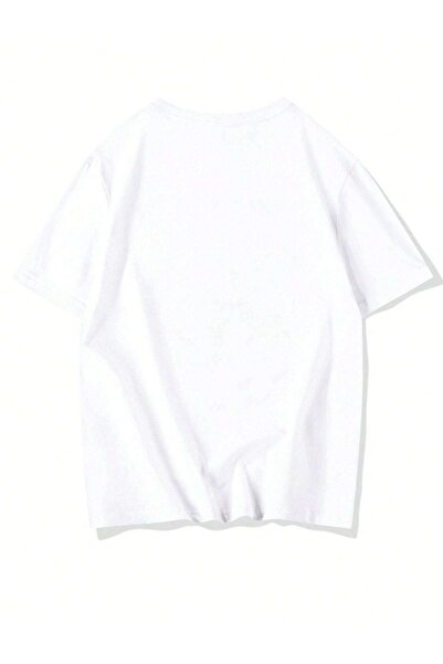 VBSVİBES Унисекс бяла плетена тениска с голям размер Besotted