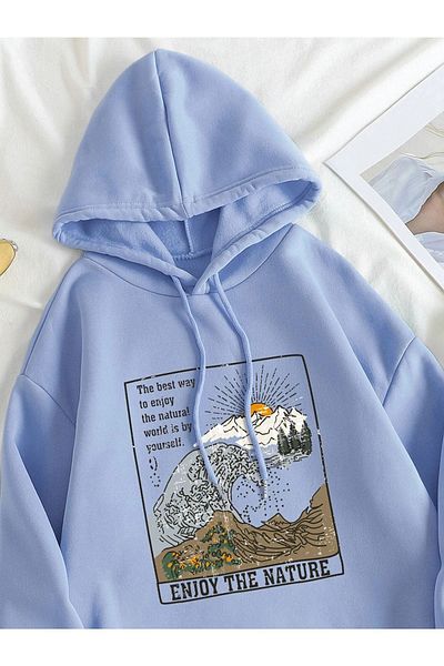 CLAYES Unisex Απολαύστε Baby Blue Oversize φούτερ
