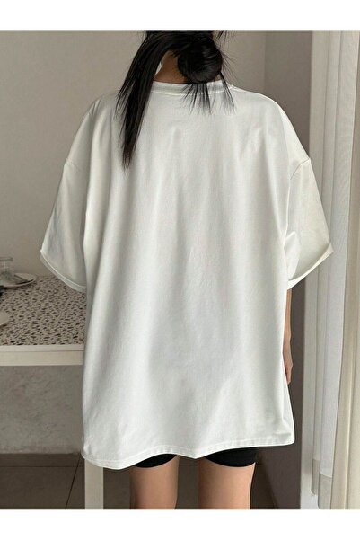 DUBU BUTİK Μπλουζάκι Advance Single Jersey - Μπλουζάκι με κοντό μανίκι με λαιμόκοψη σε λευκό στάμπα