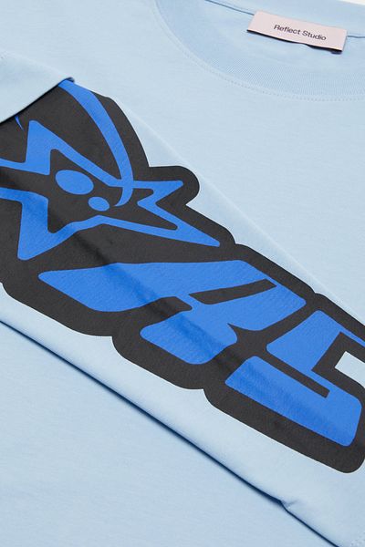 Reflect Studio Tricou cu mânecă dublă cu logo albastru pudra