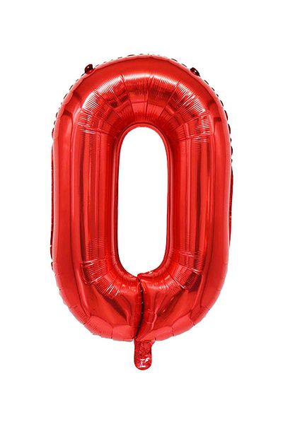 Patladı Gitti 0 Number Red Foil Balloon 34 Inch 76-82 cm
