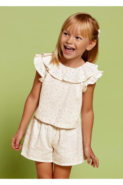 MAYORAL Girl's Shorts Suit with Yak and Sleeve Ruffles