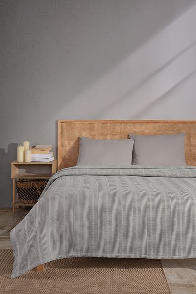 MYLASA HOME Double Cotton Bedspread / Pike - 200X230 Cm-Grey