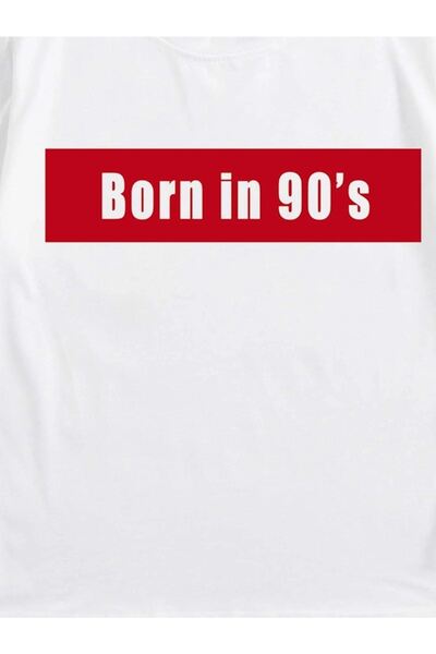 VBSVİBES Γυναικείο λευκό μπλουζάκι Oversize 90's printed