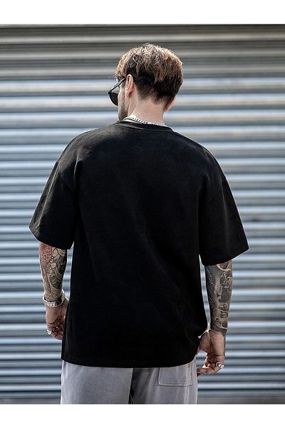 CLAYES Μαύρο ανδρικό μπλουζάκι με στάμπα Oversize Salas Boyfriend