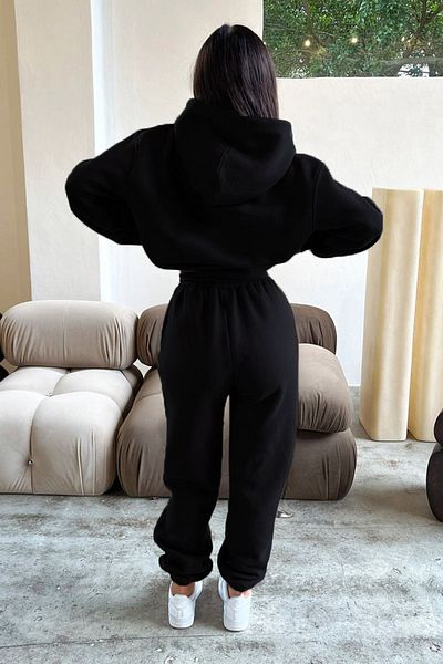CLAYES Μαύρη φόρμα Fetch σετ - εμπριμέ Oversize με κουκούλα