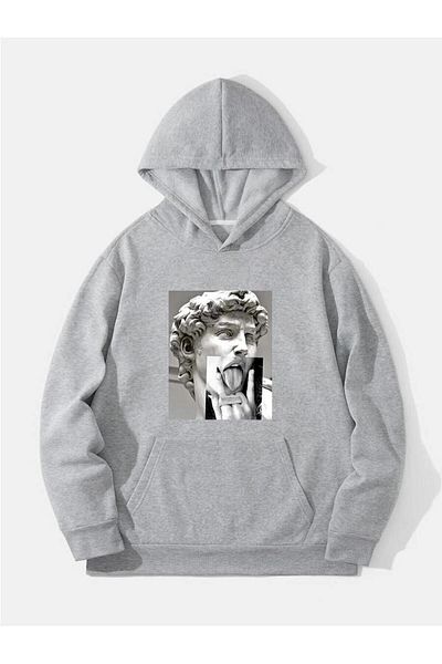 CLAYES Γκρι Oversize Hooded Sculpture Φούτερ χεριών - Τυπωμένο