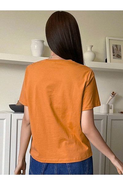 CLAYES Orange Printed Oversize Unisex T-Shirt - Comfortable Fit, Crew Neck