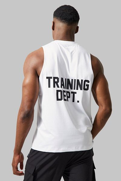 CLAYES Sports Athlete T-Shirt - White Printed, Sleeveless, Crew Neck