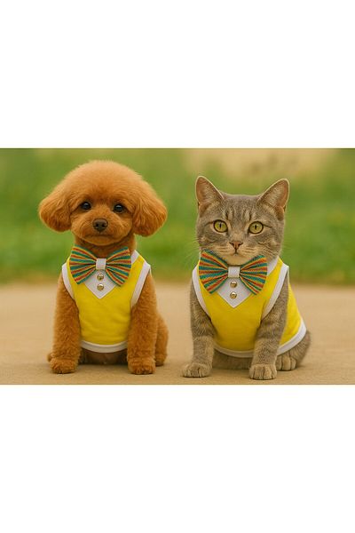 Barneystore Cat Dog Yellow Tuxedo Tank Top
