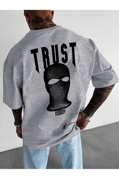CLAYES Trust Mast Single Jersey T-Shirt - Γκρι εμπριμέ κοντομάνικο μπλουζάκι με λαιμόκοψη