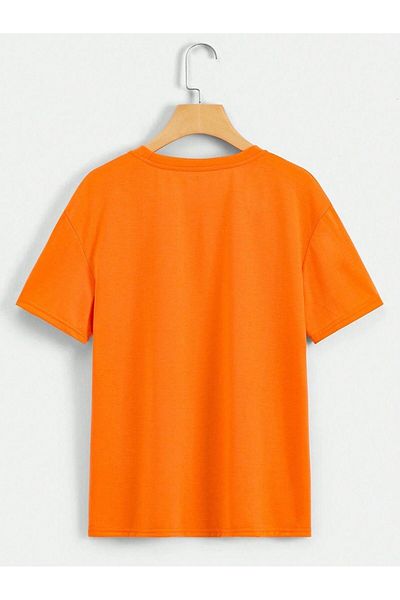 CLAYES Single Jersey Leopard Pattern T-Shirt - Orange Oversize Crew Neck Short Sleeve T-Shirt