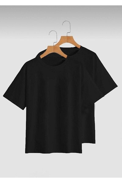 CLAYES Μαύρο μπλουζάκι Oversize Crew Neck 2 τεμαχίων συνδυασμού