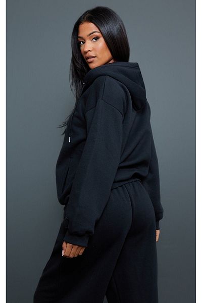 CLAYES Μαύρη ζακέτα με κουκούλα Oversize - Basic Straight Cut