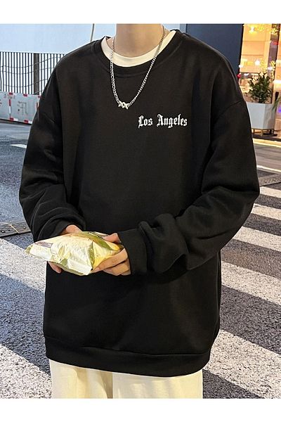 VBSVİBES Hanorac oversize unisex cu gât crew cu imprimeu Los Angeles