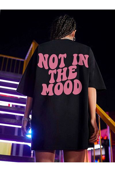 CLAYES Μπλουζάκι Not Mood Single Jersey Black Printed Oversize - Crew Neck, κοντό μανίκι