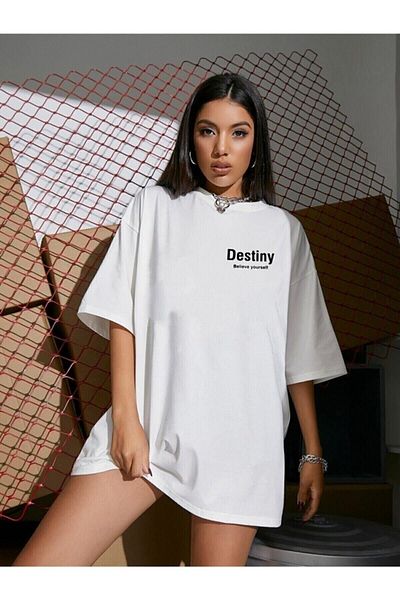 CLAYES Destiny Oversize T-Shirt - Λευκό, Crew λαιμόκοψη, κοντό μανίκι