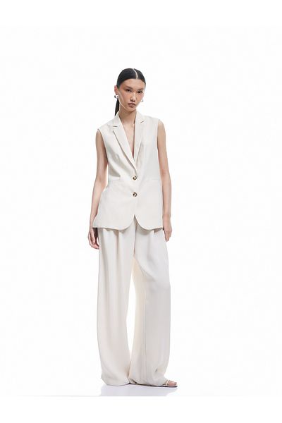 Koton Modal Fabric Lining Sleeveless Buttoned Double Breasted Long Blazer Vest