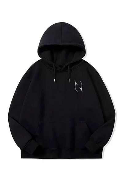 VBSVİBES Hanorac unisex cu imprimeu sofisticat Hanorac negru cu glugă