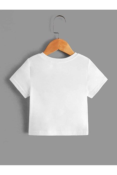 CLAYES Tricou pentru copii din bumbac cu dinozauri - Tricou cu decolteu de vară pentru fete și băieți cu imprimeu alb