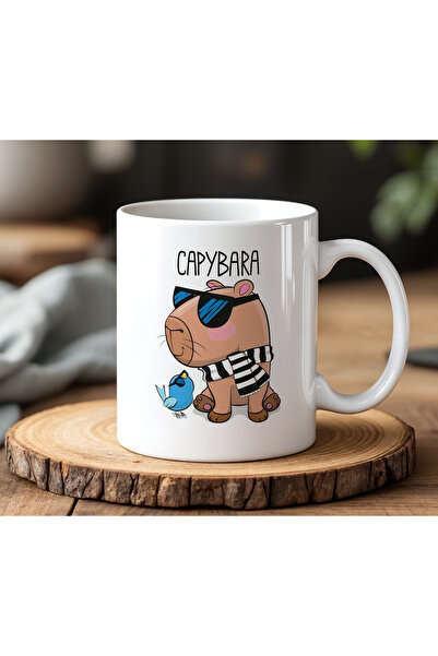 BB TRADE Capybara Designed White Ceramic Printed Mug Cup 330ml