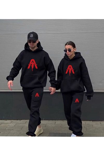 VBSVİBES SET DE PANTALONI DE ANTAL CU GLUGĂ, MĂRIMEA NEGRĂ, SERIA ANTAL COLOR