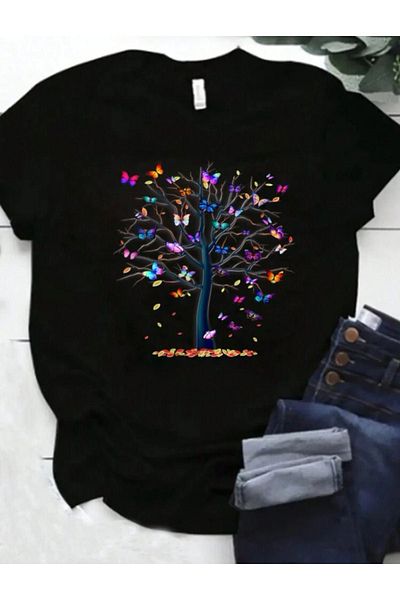 VBSVİBES TRICUL IMPRIMAT CU ARBORELE ȘI FLUTURI