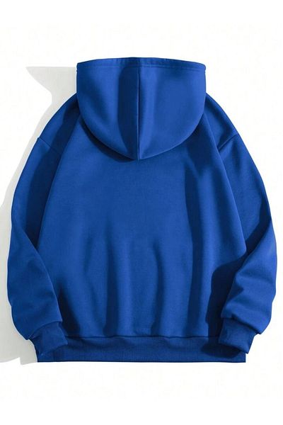 DUBU BUTİK Los Angeles California Sweatshirt - Sax Blue Printed Oversize Hoodie