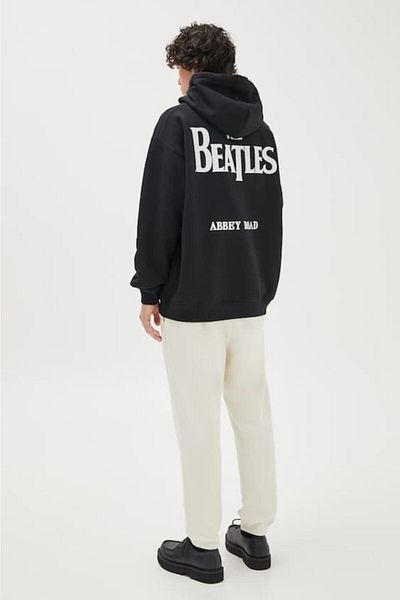 VBSVİBES Hanorac oversize cu glugă cu imprimeu Beatles.