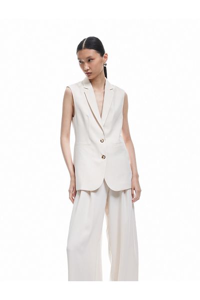 Koton Modal Fabric Lining Sleeveless Buttoned Double Breasted Long Blazer Vest