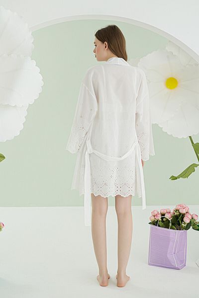 NBB White Shorts Dressing Gown Set