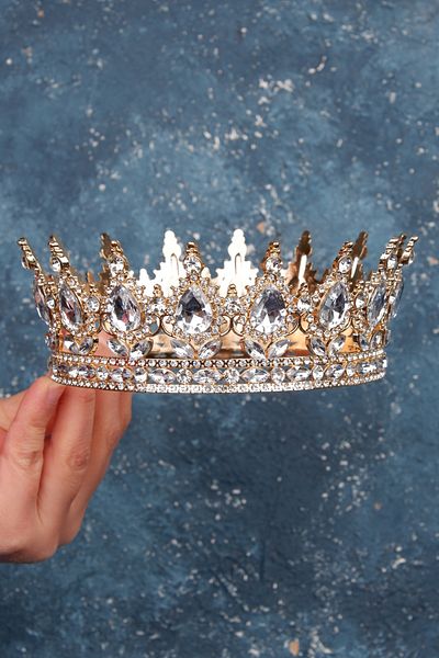 Hayalperest boncuk Full Lap Round Princess Crown Royal Crown Cake and Bun Crown