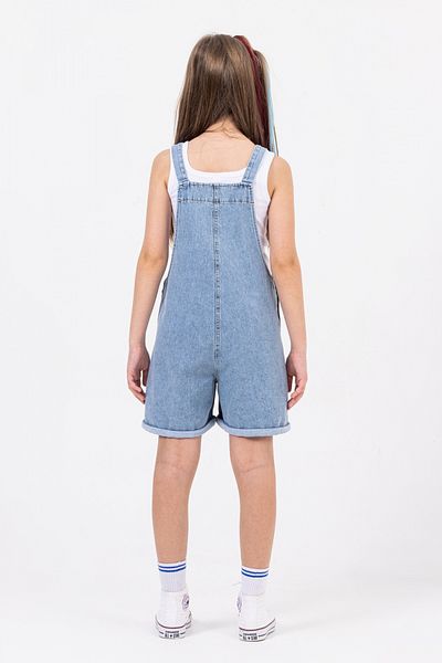 DMB BOYS & GIRLS Salopetă din denim din bumbac pentru vârste 9-14 ani, cu buzunare în față