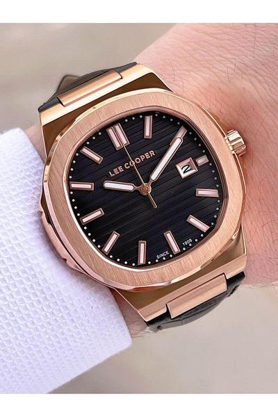 Lee Cooper Leather Cord Calendar Dial 5 Atm Water Resistant Men Wrist Watch Elc.451