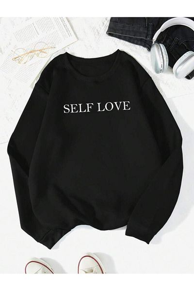 VBSVİBES Hanorac oversize cu imprimeu SELF LOVE pentru femei